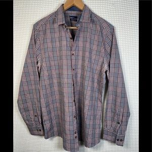 Bar lll slim fit gray/burgundy  cotton men size L 16 161/2 34-35